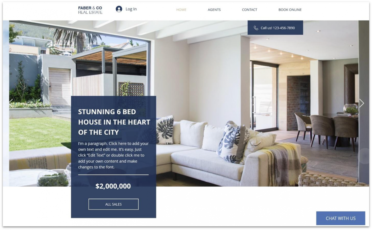 Wix's real estate template