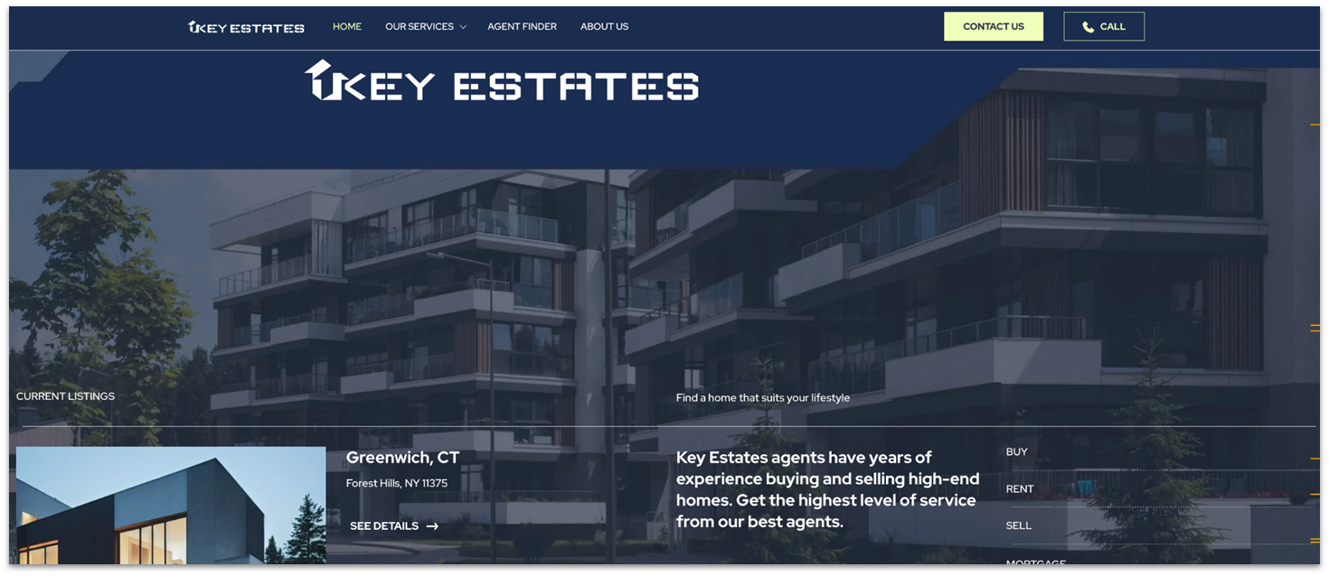 Web.com's real estate template