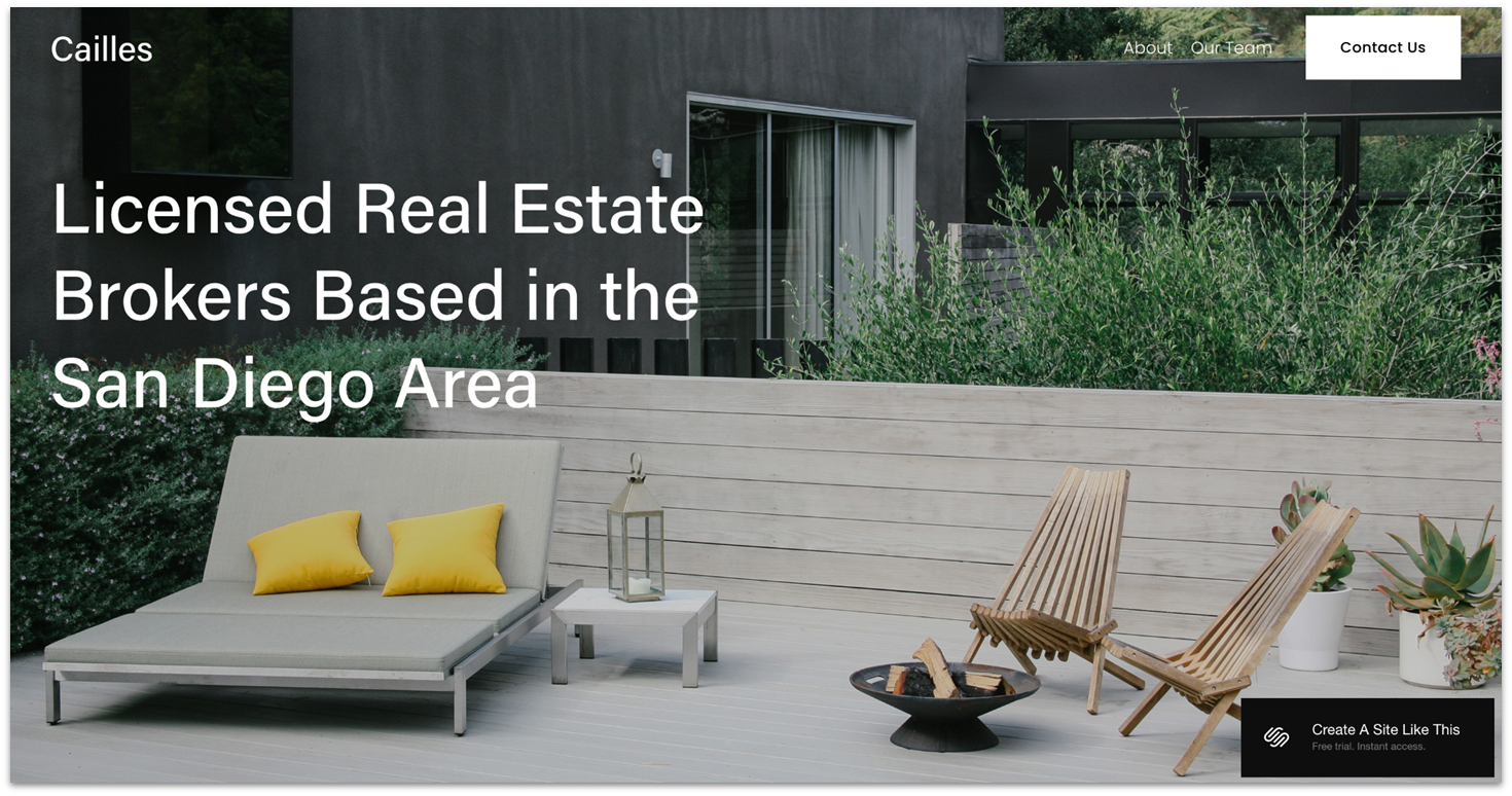 Squarespace's real estate template