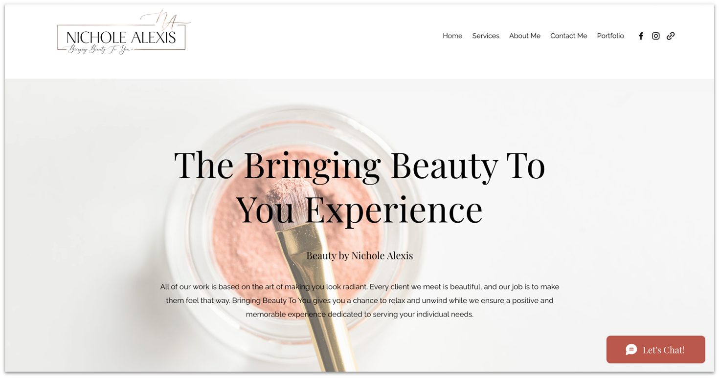 Bringing Beauty To You homepage made with Wix