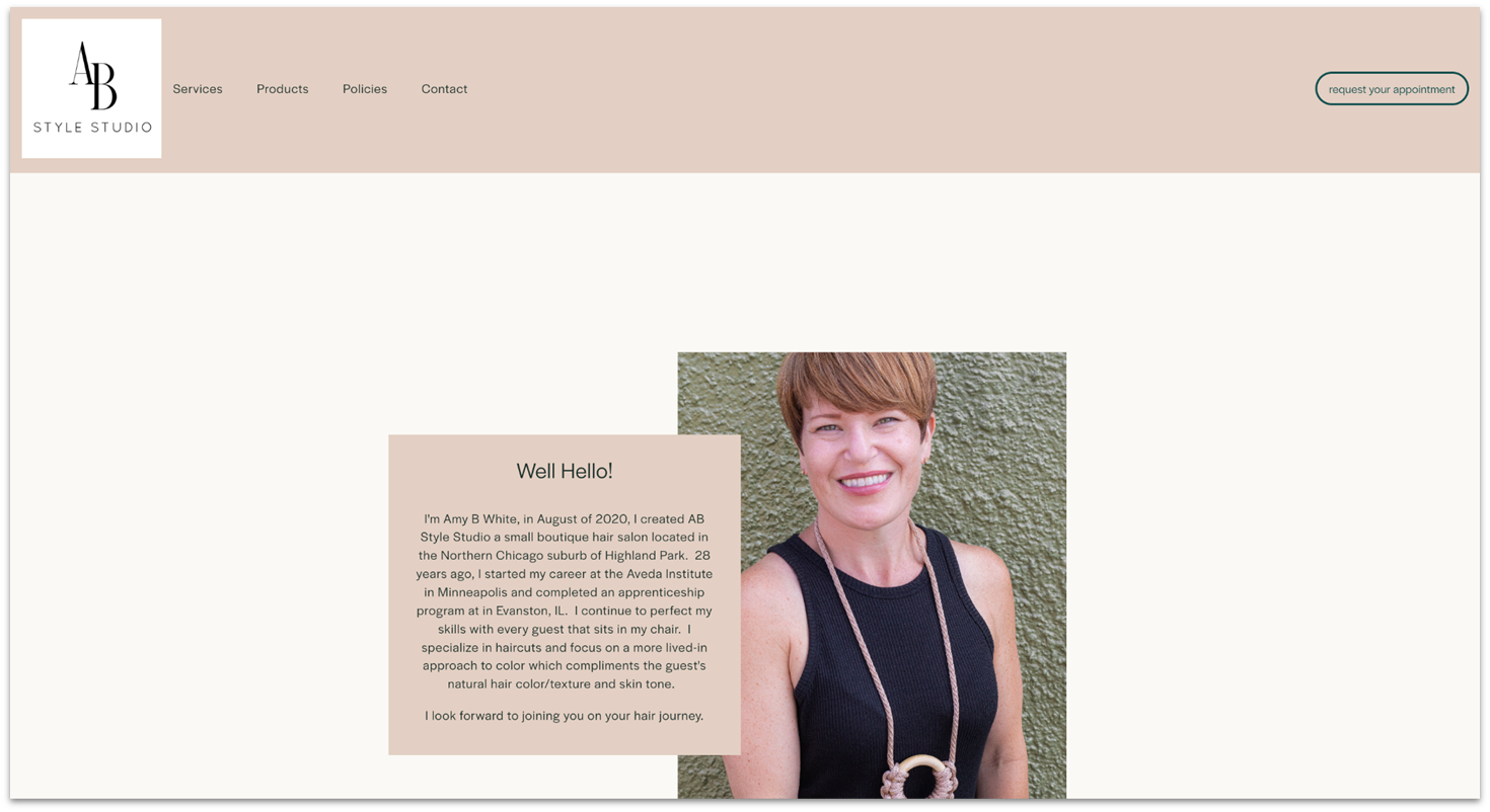 AB Style Studio homepage made with Squarespace