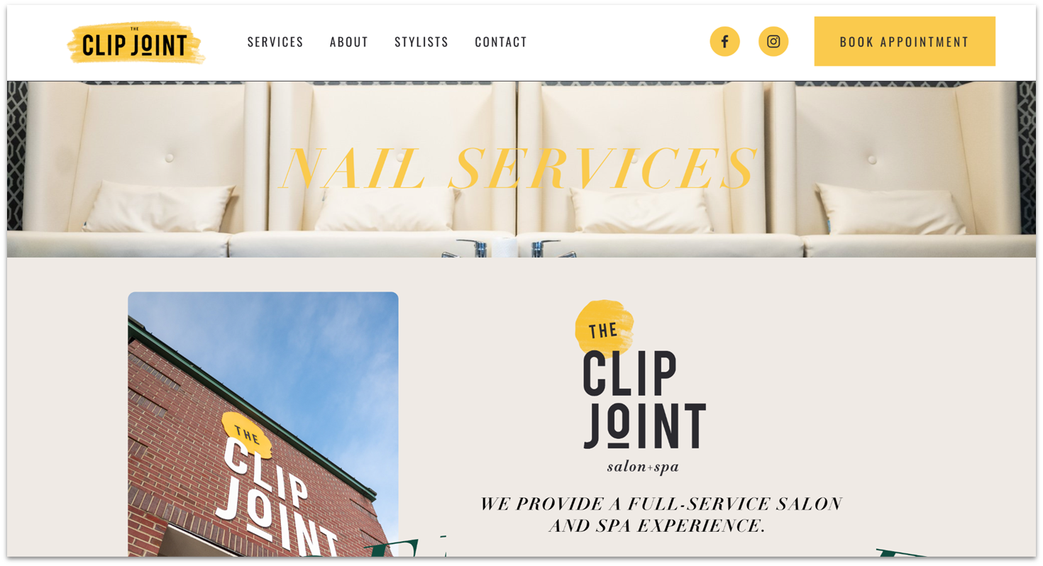 The Clip Joint homepage made with Squarespace