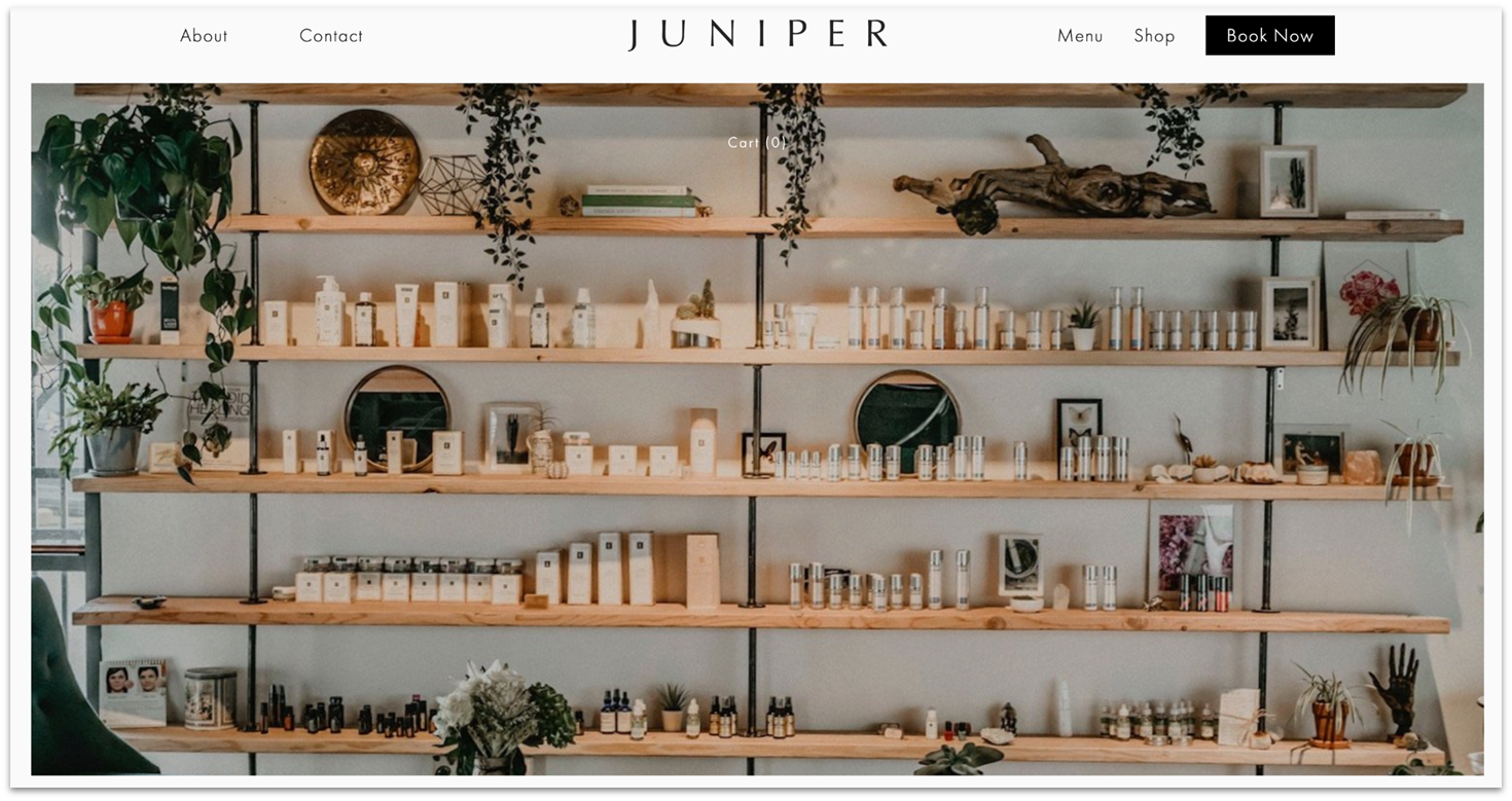 Juniper homepage made with Squarespace