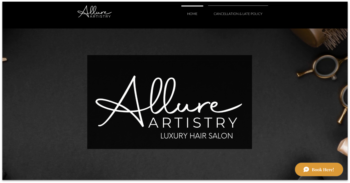 Allure Artistry homepage made with Wix