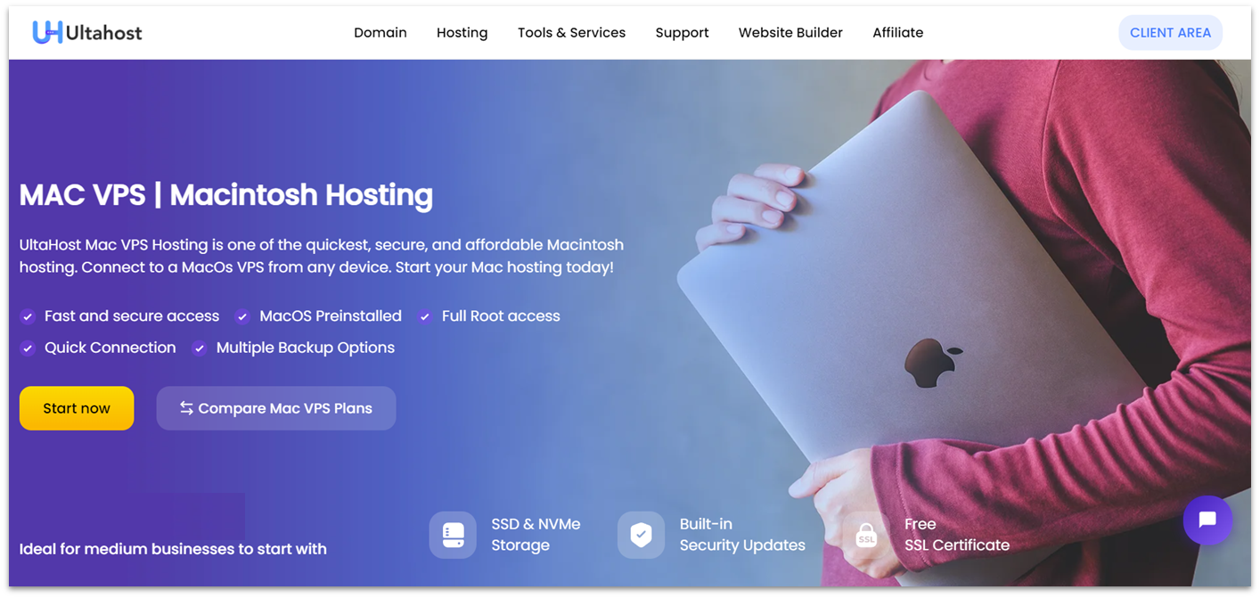 Ultahost Mac VPS hosting features