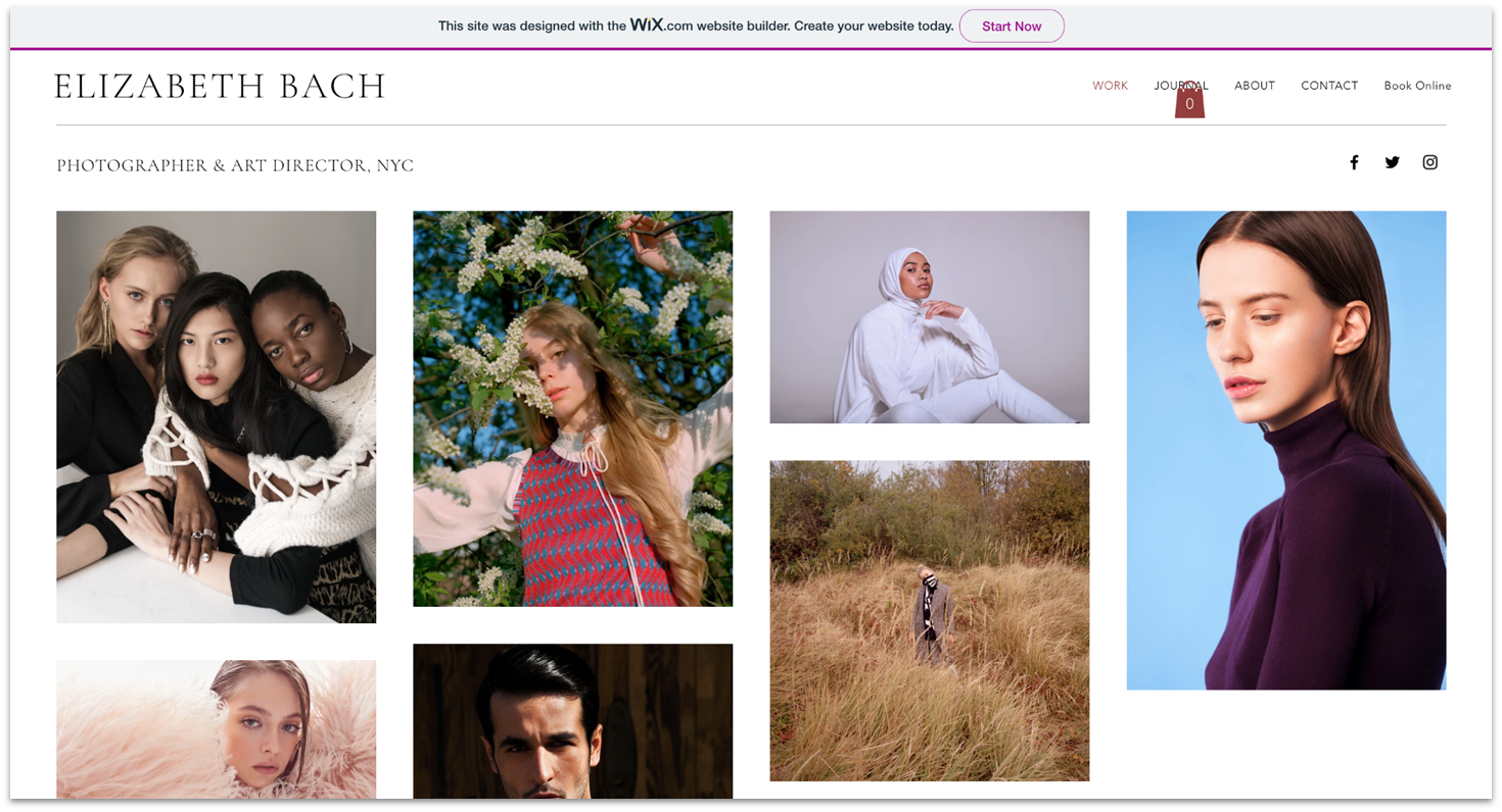 Wix's photography template