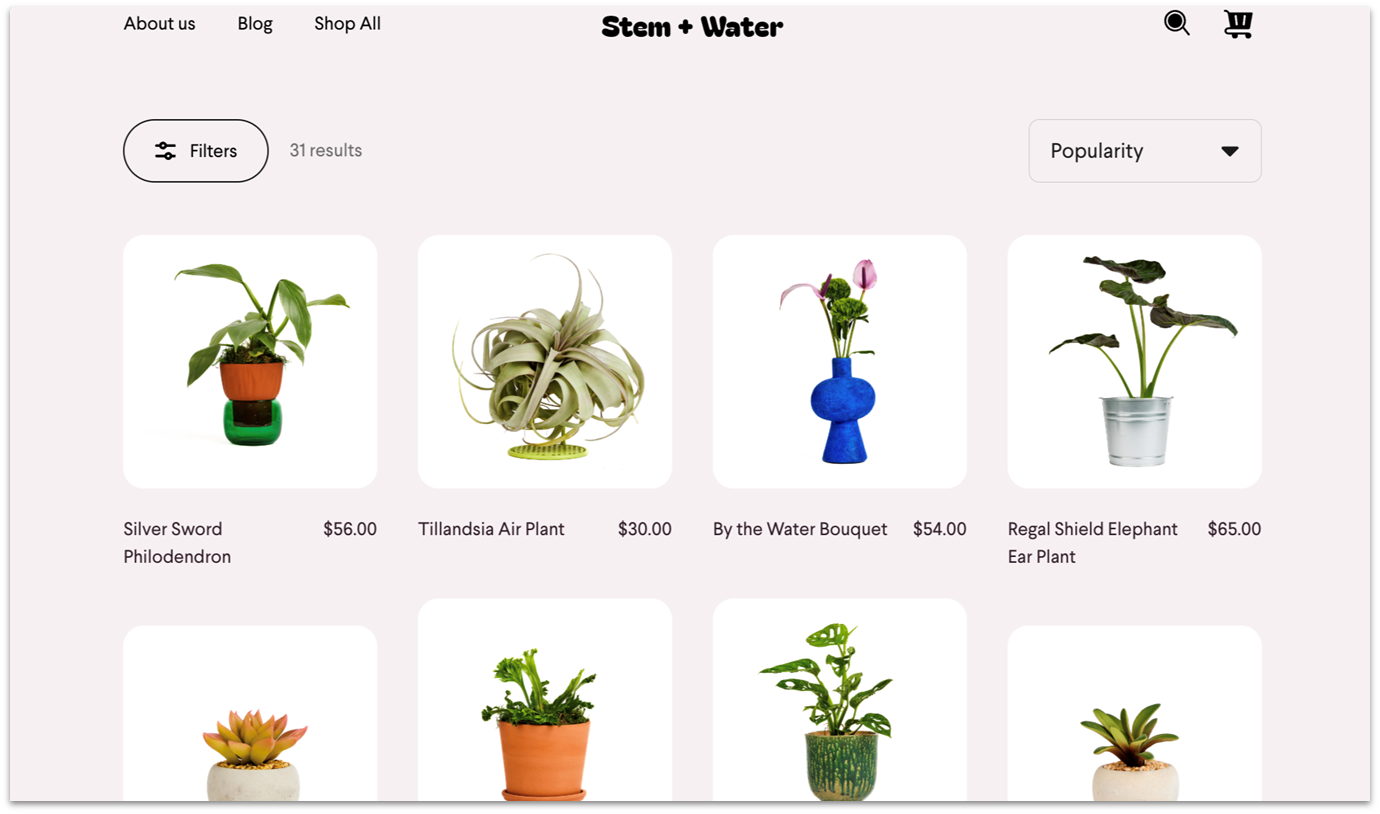 Square Online's plant template