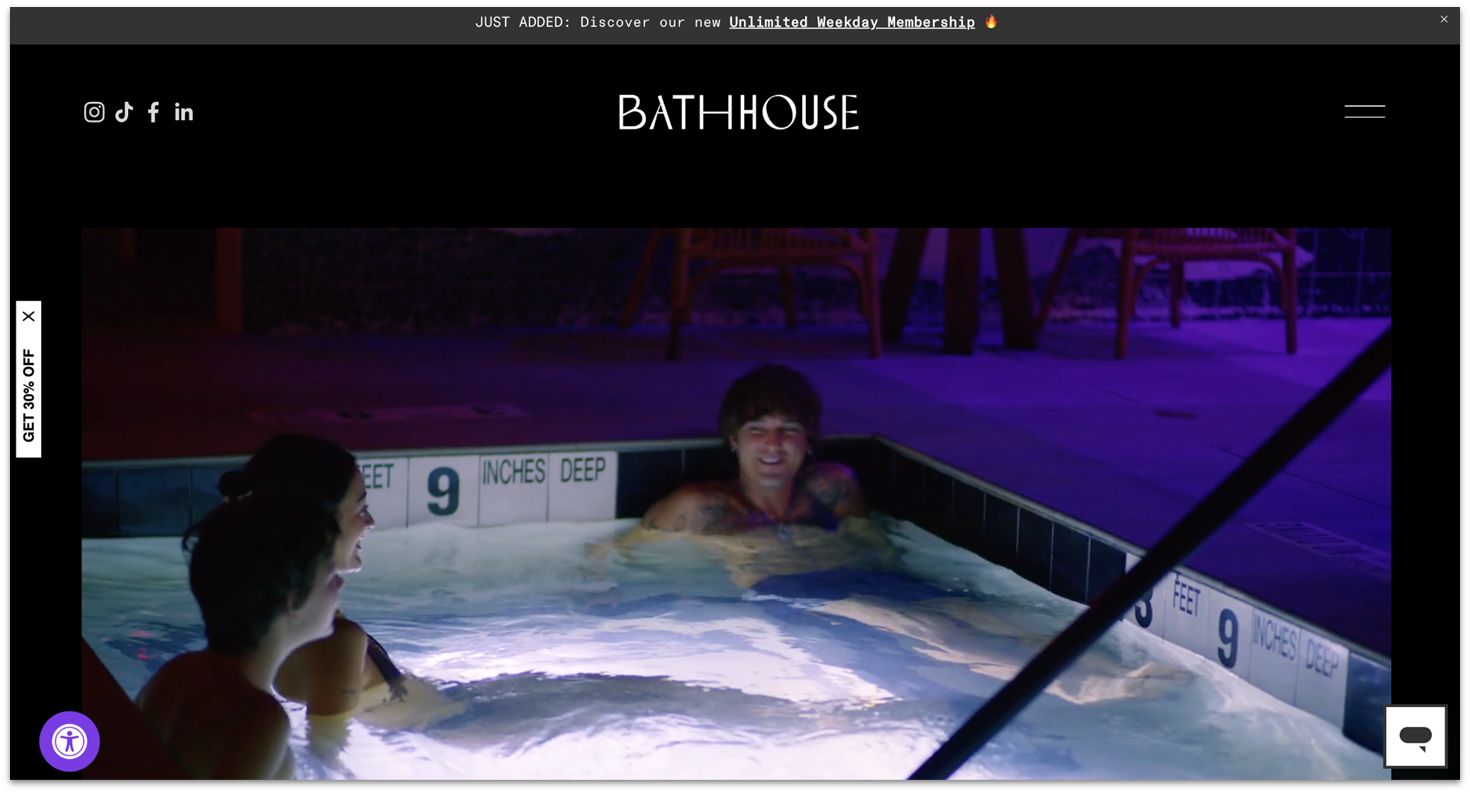 Bathhouse homepage made with Squarespace