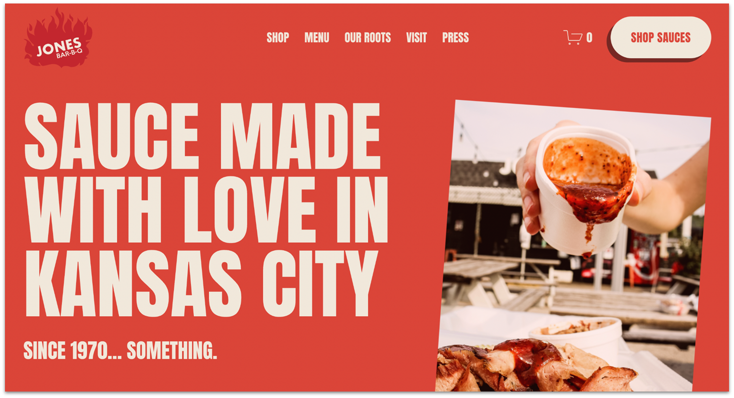 Jones Bar-B-Q homepage made with Squarespace