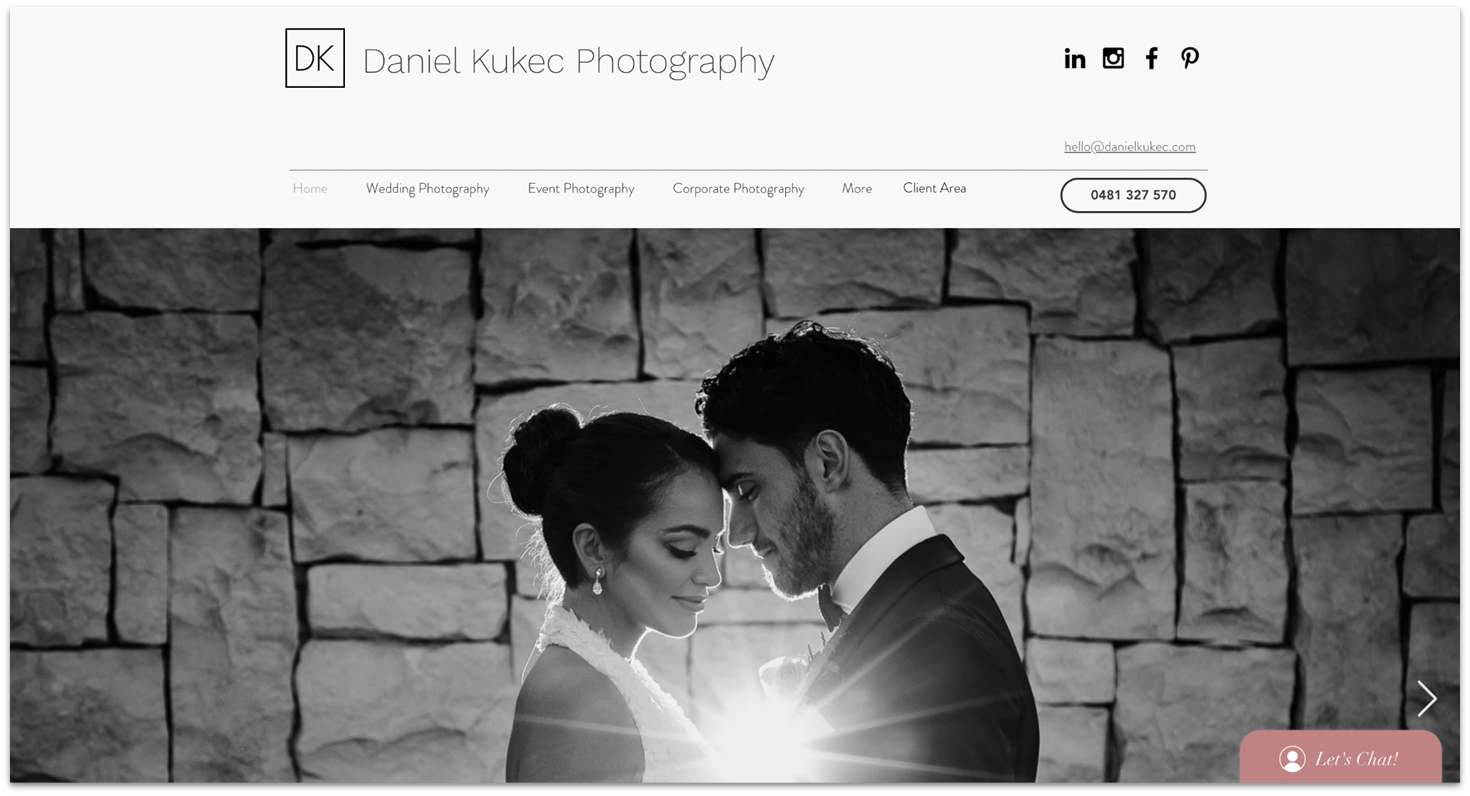 Daniel Kukec Photography homepage made with Wix