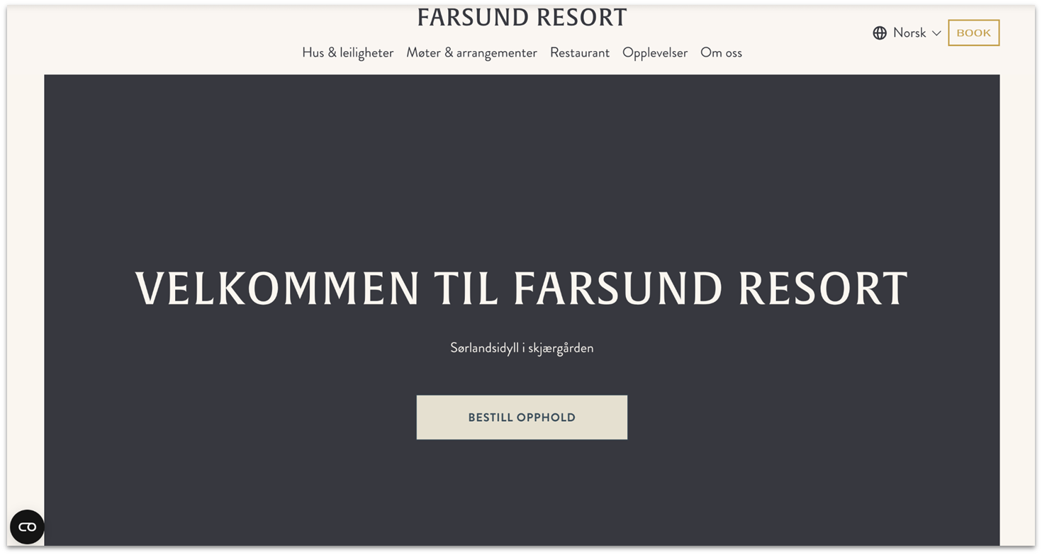 Farsund Resort homepage made with Squarespace