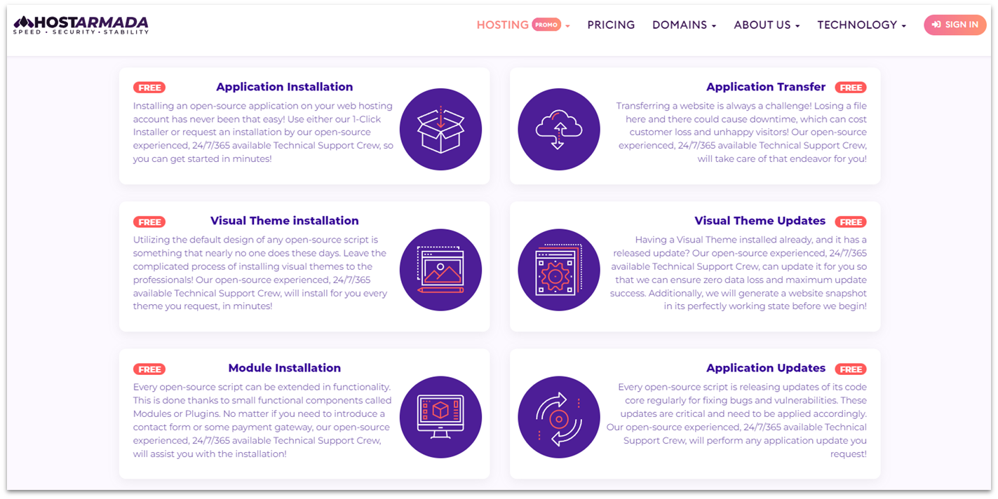 HostArmada application hosting features