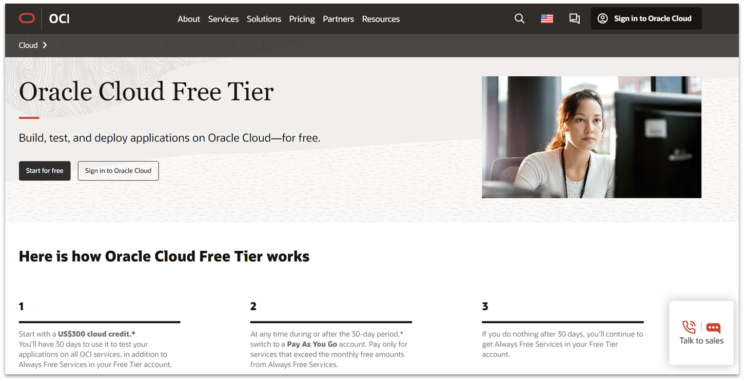 Oracle Cloud free tier cloud hosting