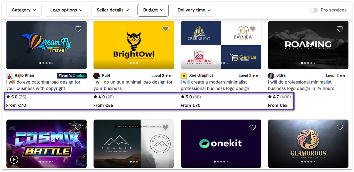 Fiverr Mid-range Logo Designers