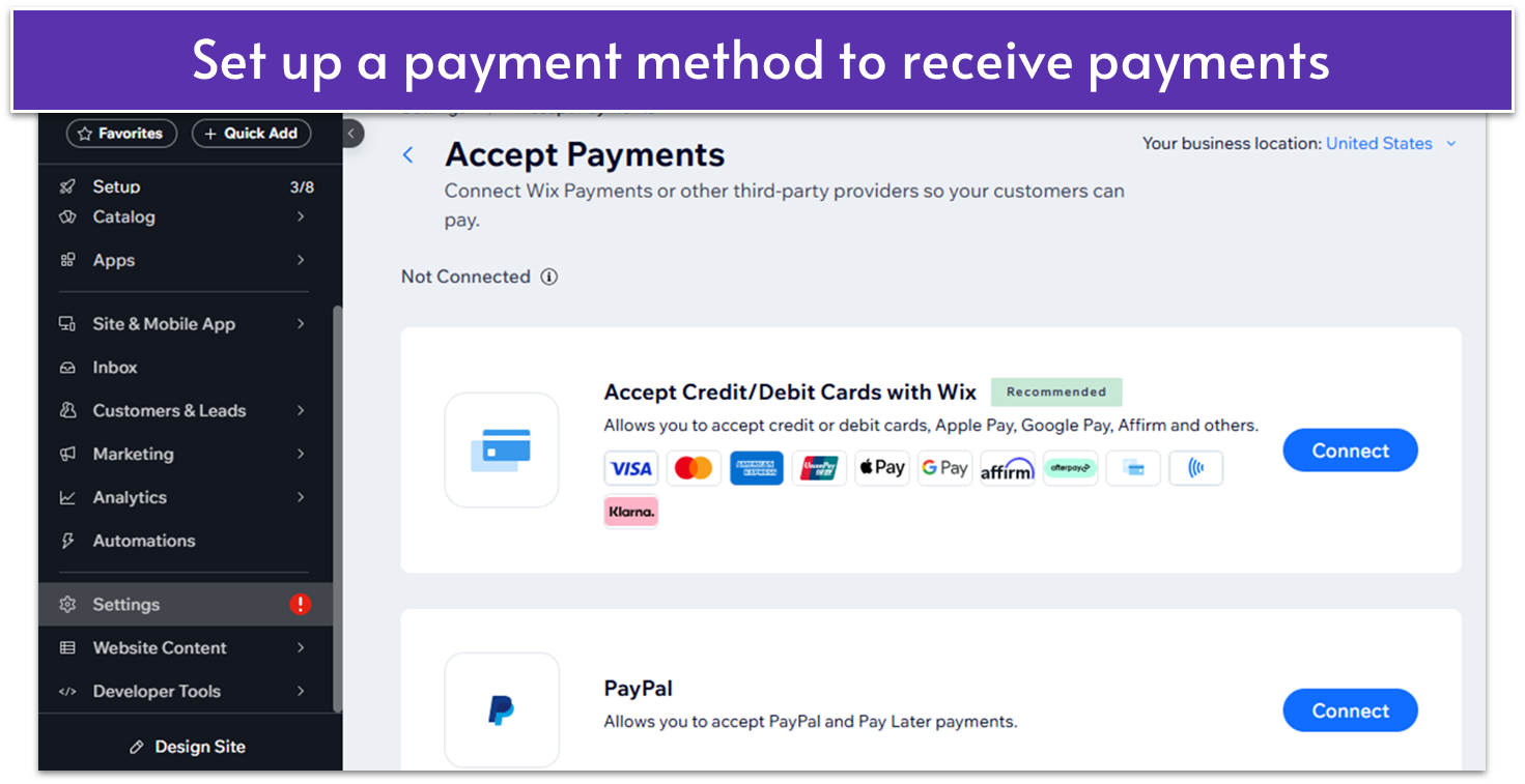 Wix payment options