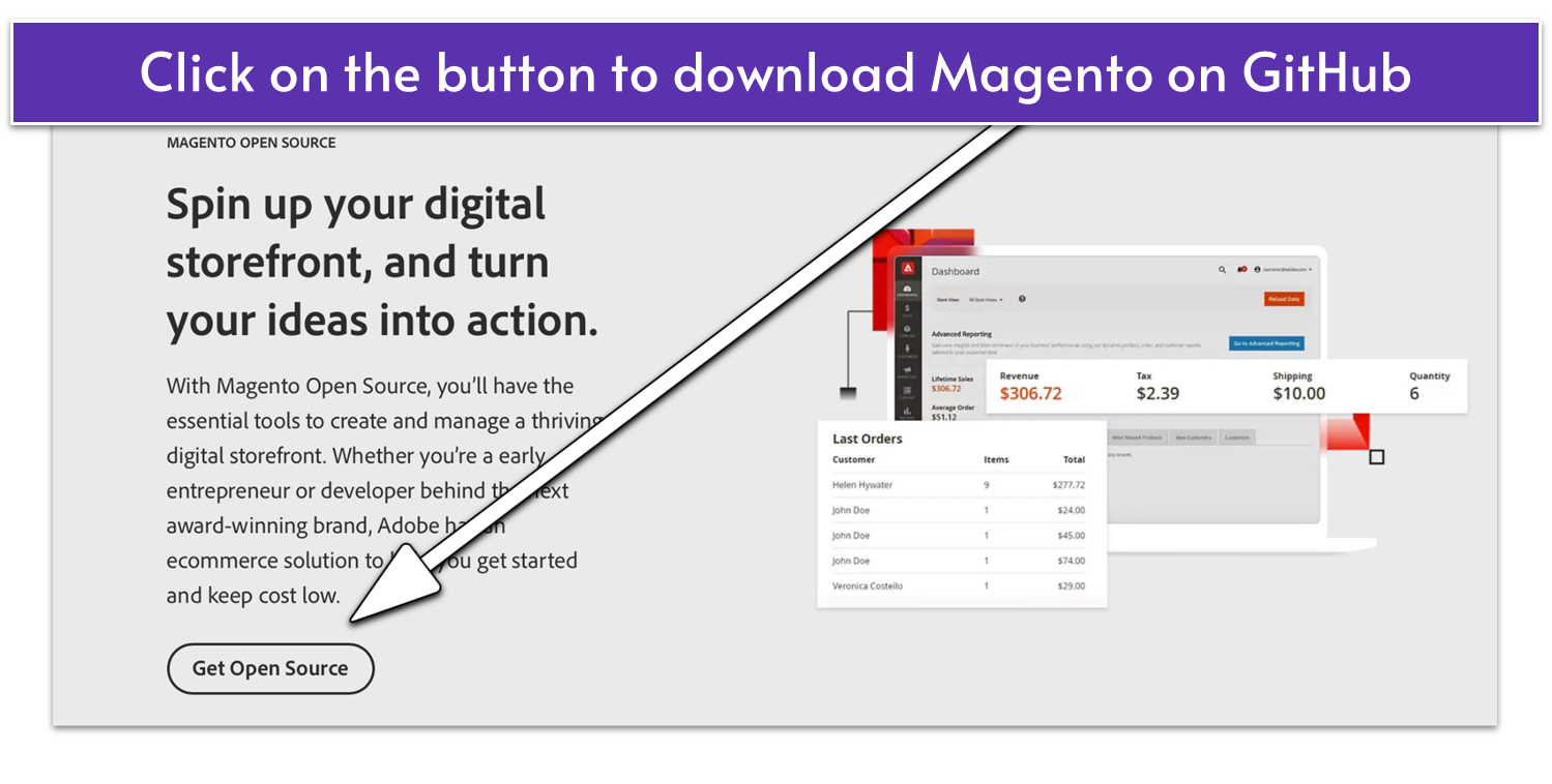 Adobe link for downloading open-source Magento