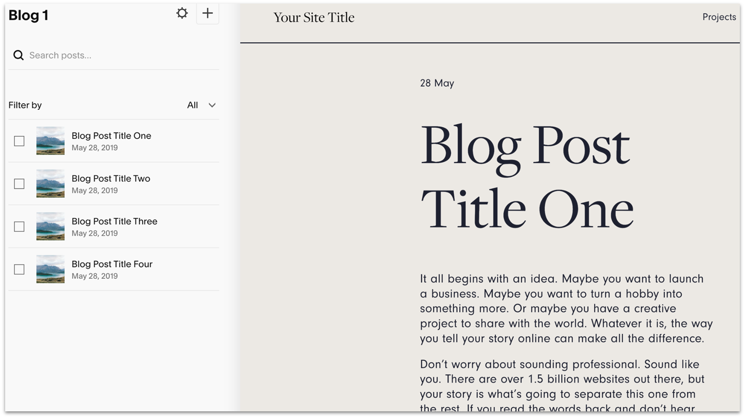 Squarespace blog editor