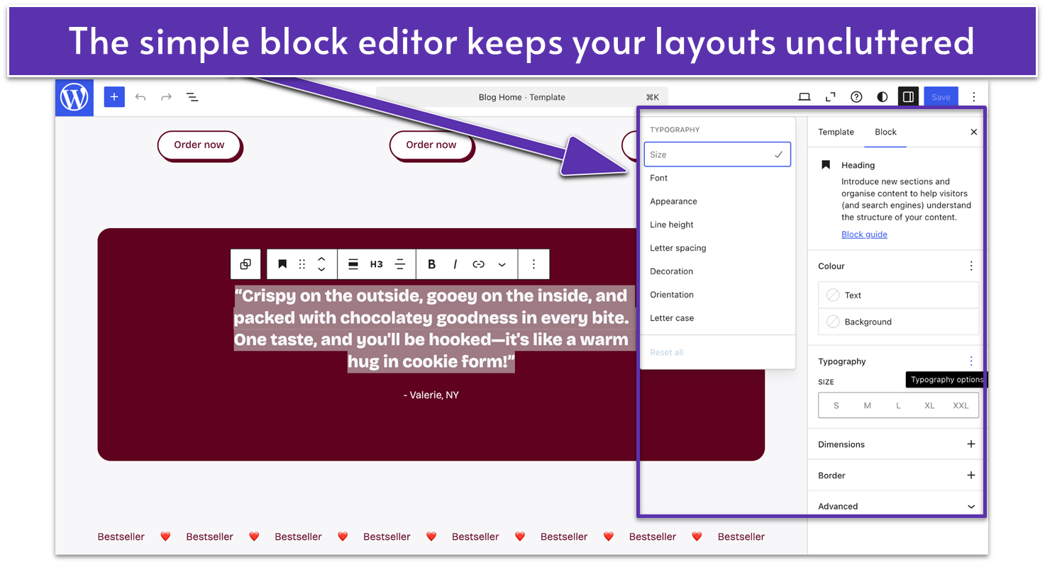 WordPress.com's block settings