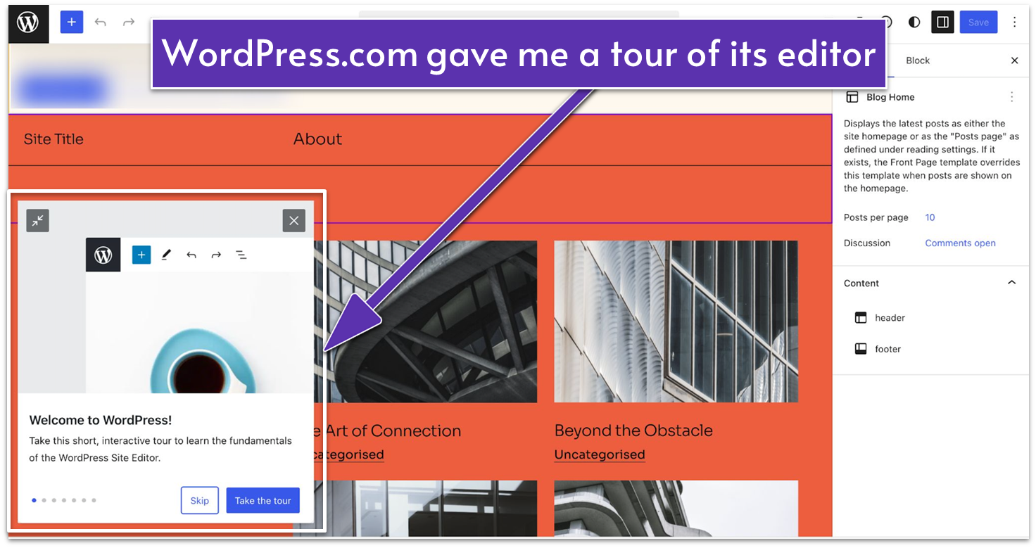 WordPress.com's tour guide