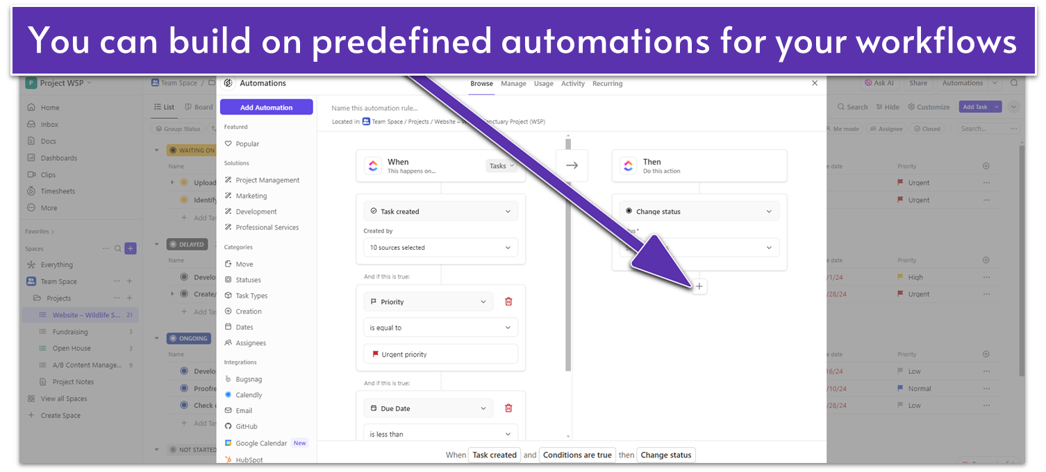 ClickUp custom workflow setup