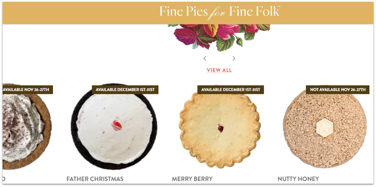 Emporium Pies bakery website homepage