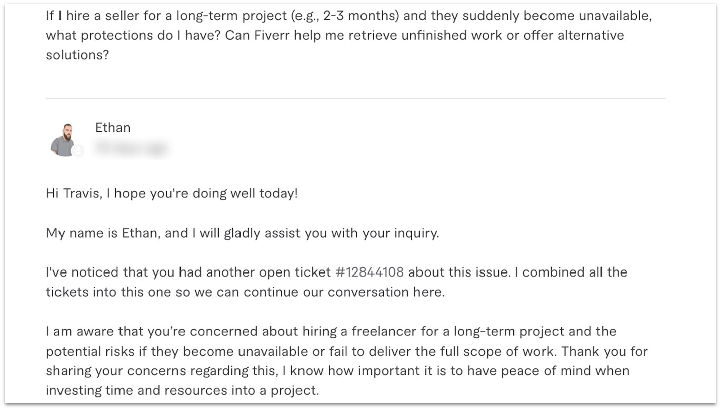 Fiverr's email support