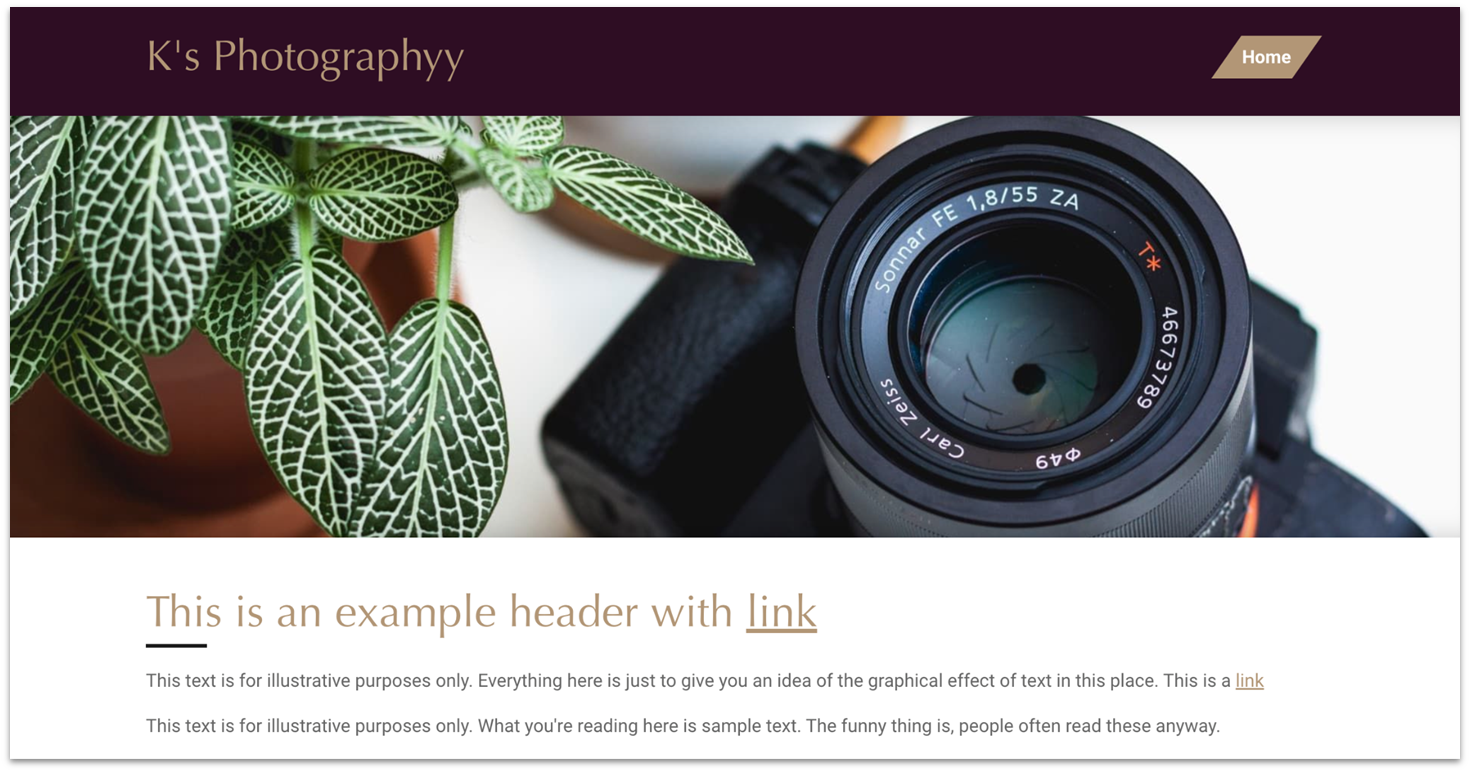 Webador's photography template