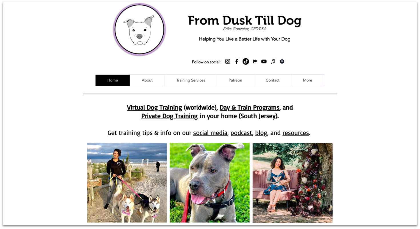 From Dusk Till Dog homepage made with Wix