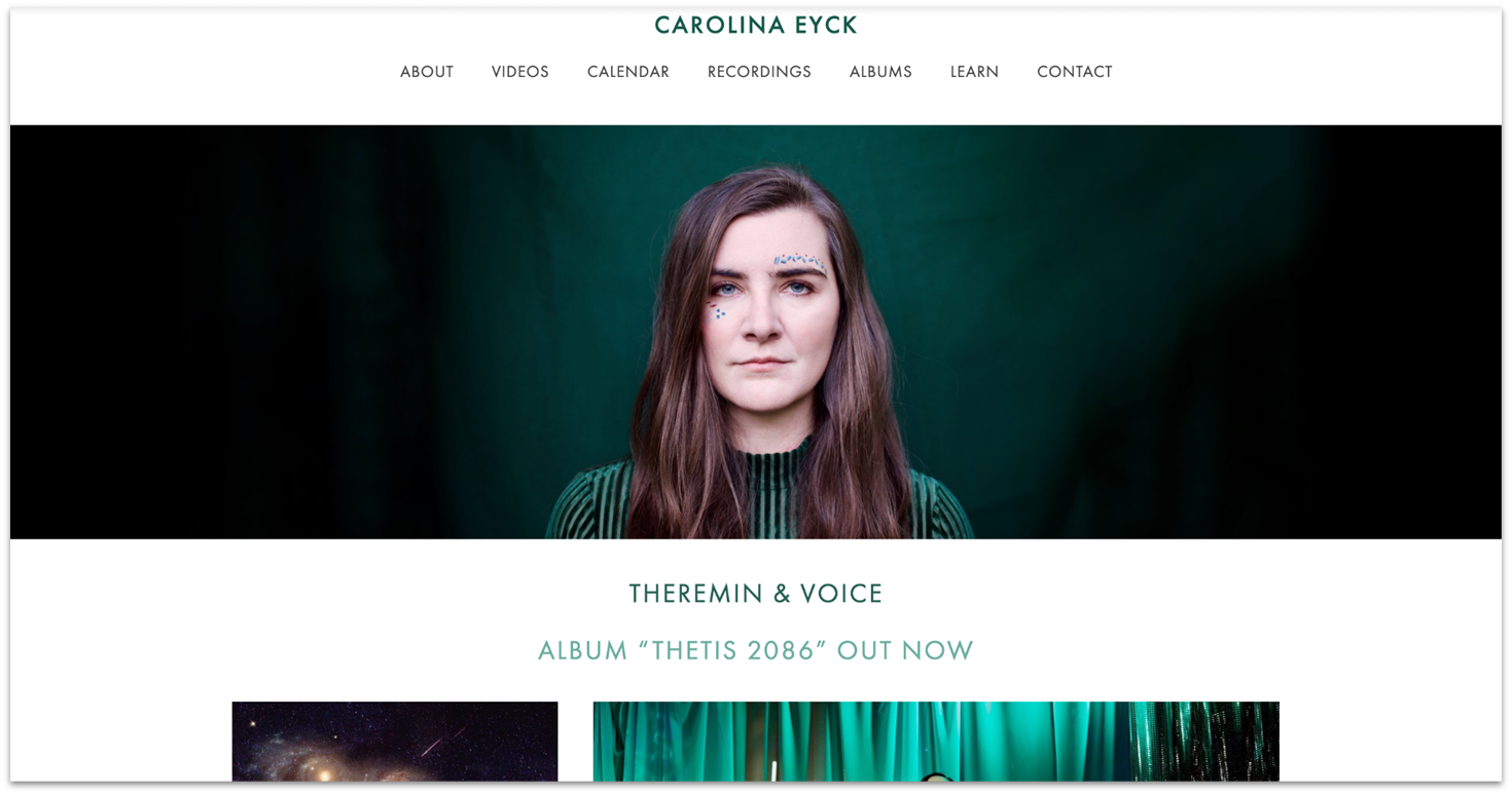 Carolina Eyck homepage made with Squarespace