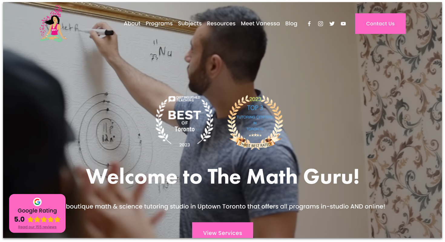 The Math Guru homepage made with Squarespace