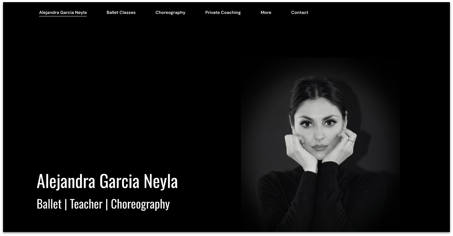 Alejandra Garcia Neyla homepage made with Hostinger