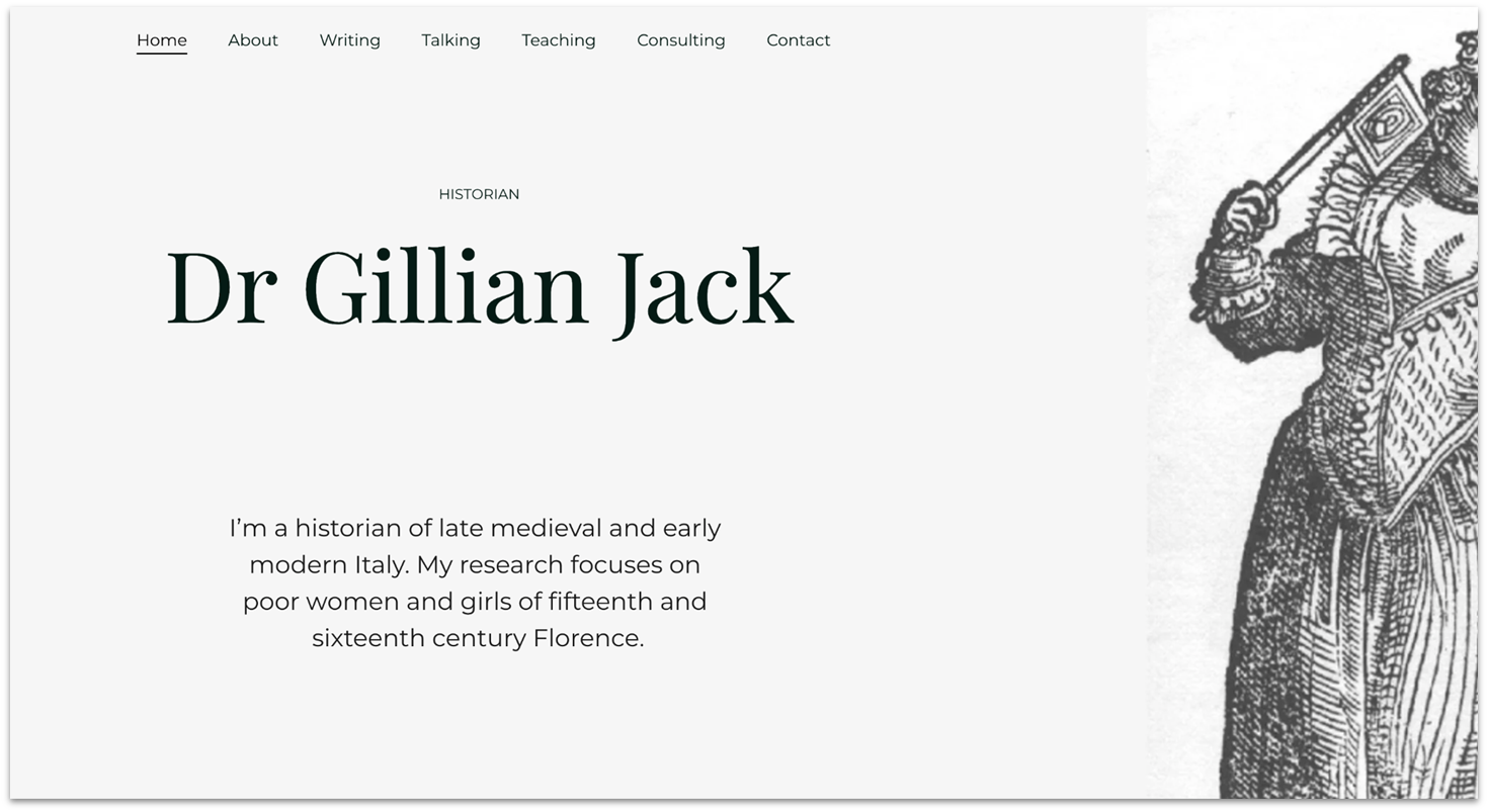 Dr Gillian Jack homepage made with Hostinger