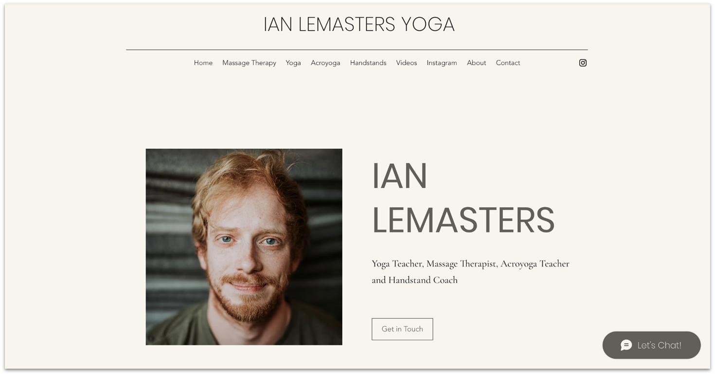 Ian Lemasters Yoga homepage made with Wix