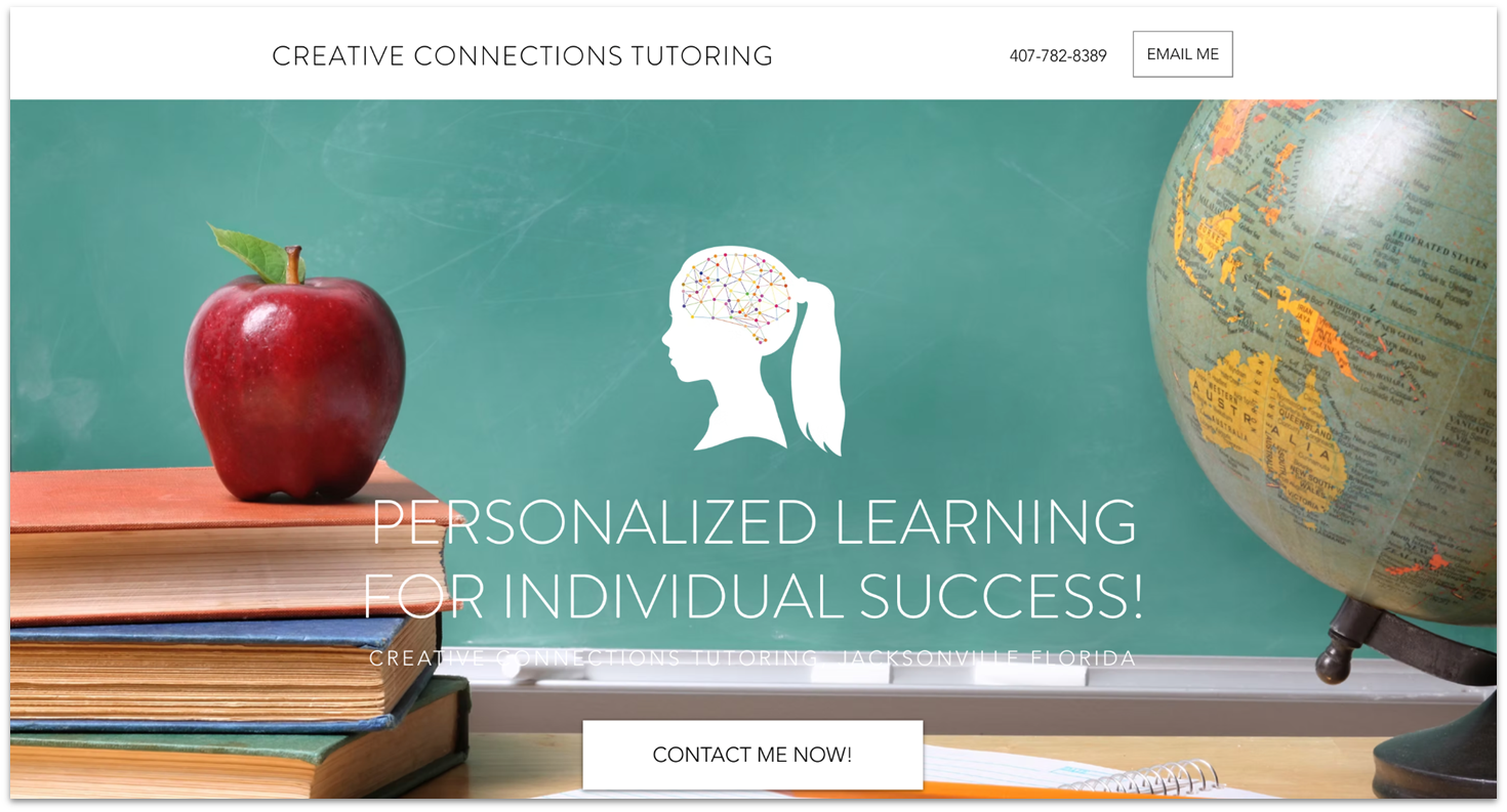 Creative Connections Tutoring homepage made with Wix