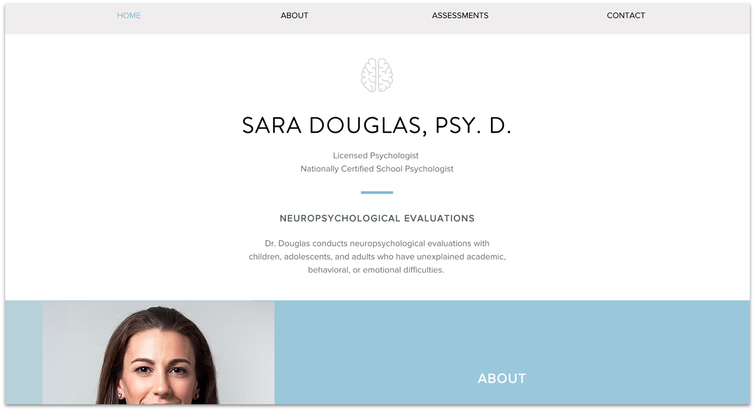 Dr. Sarah Douglas homepage made with Wix