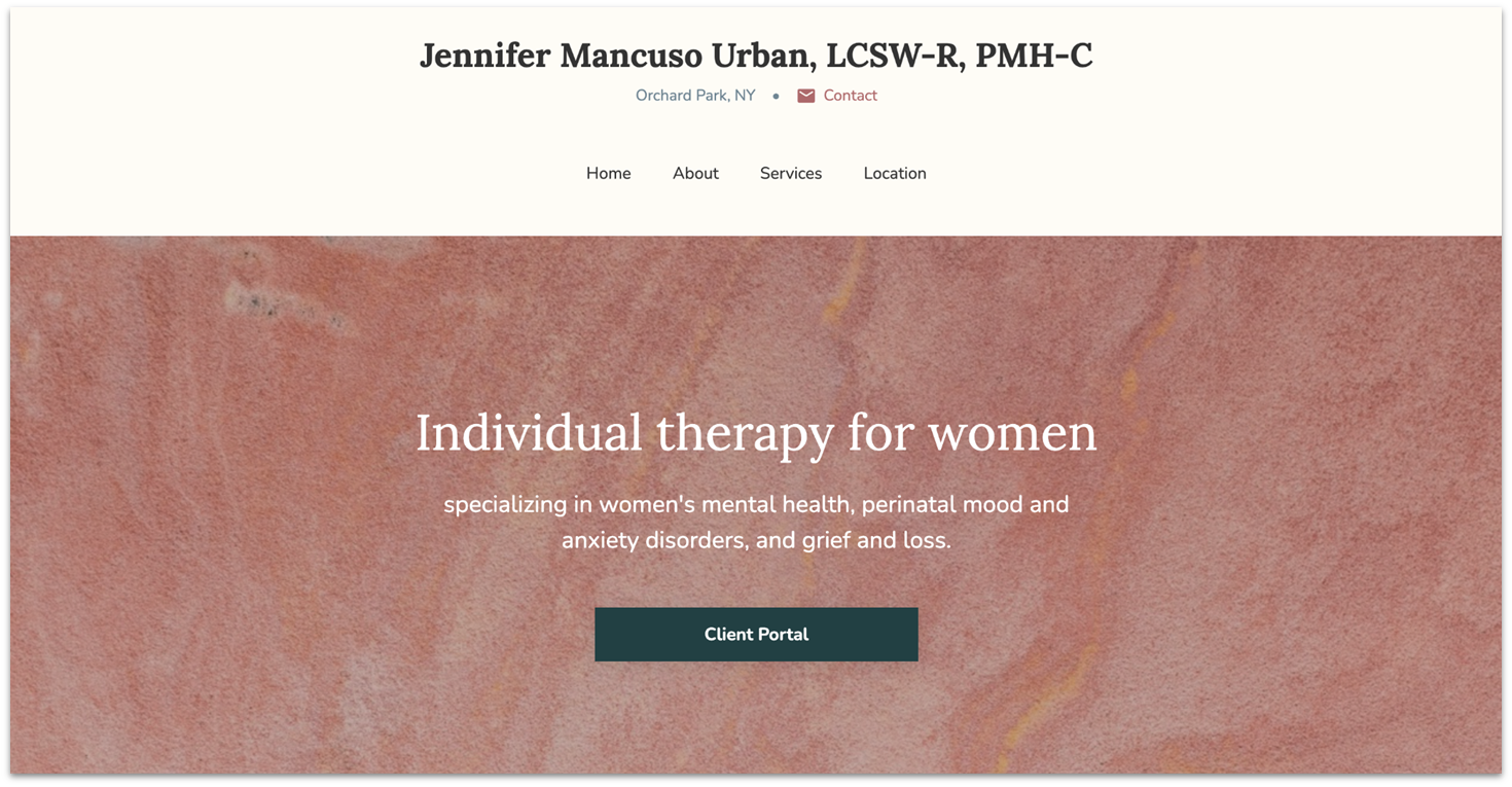 Jennifer Mancuso Urban, LCSW-R, PMH-C homepage made with Wix