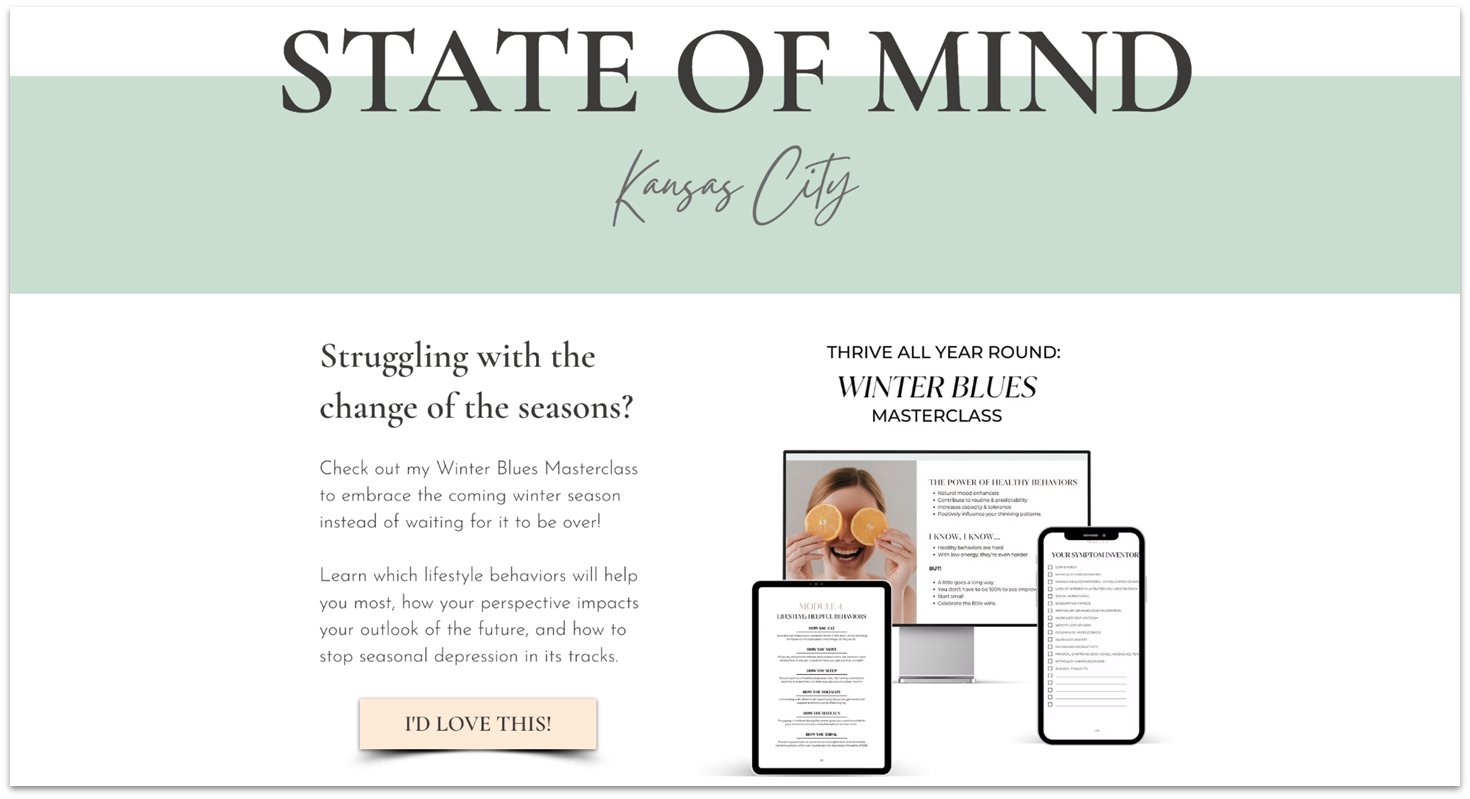 State of Mind KC homepage made with Wix