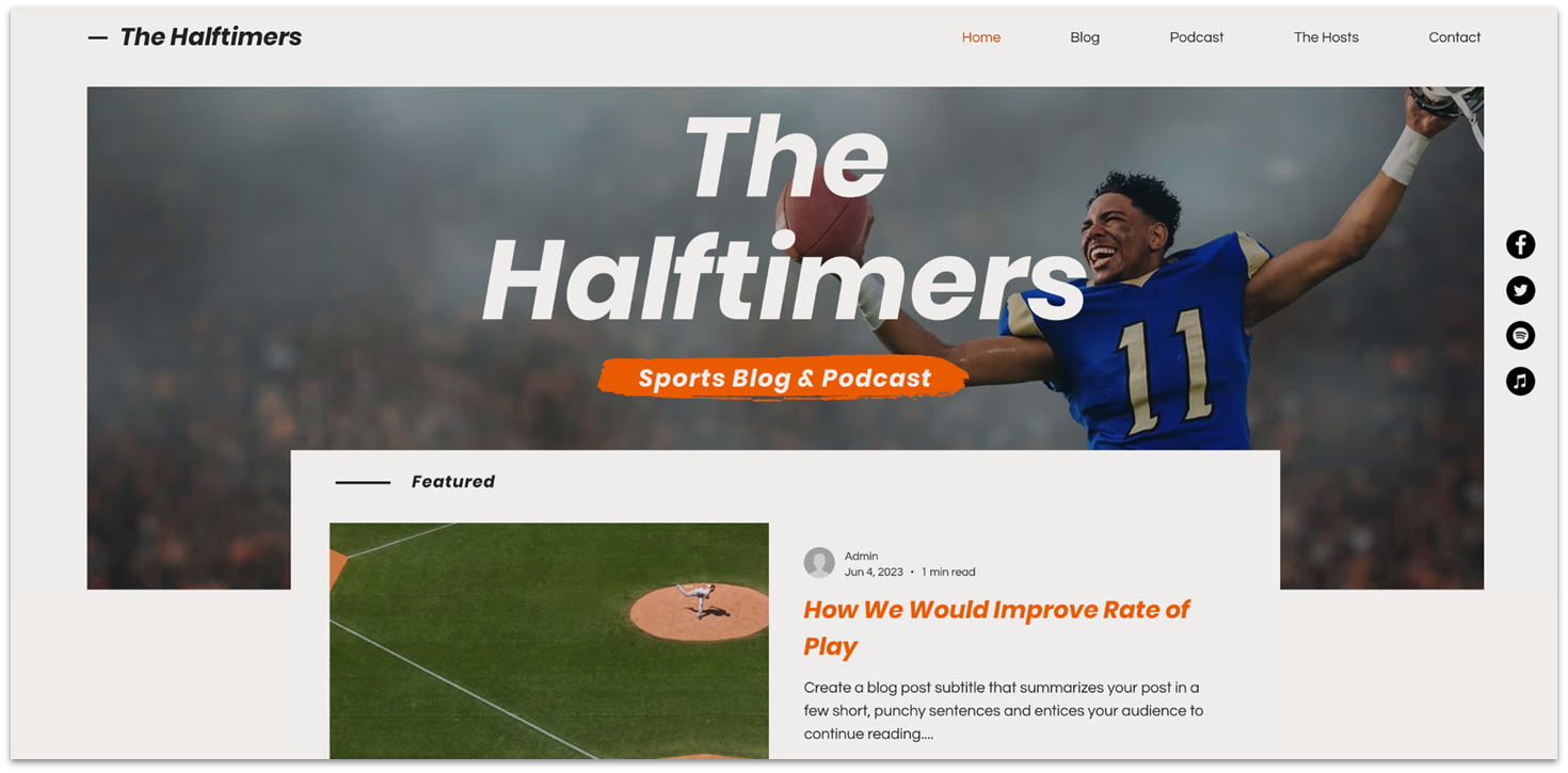 Wix's Sports podcast template