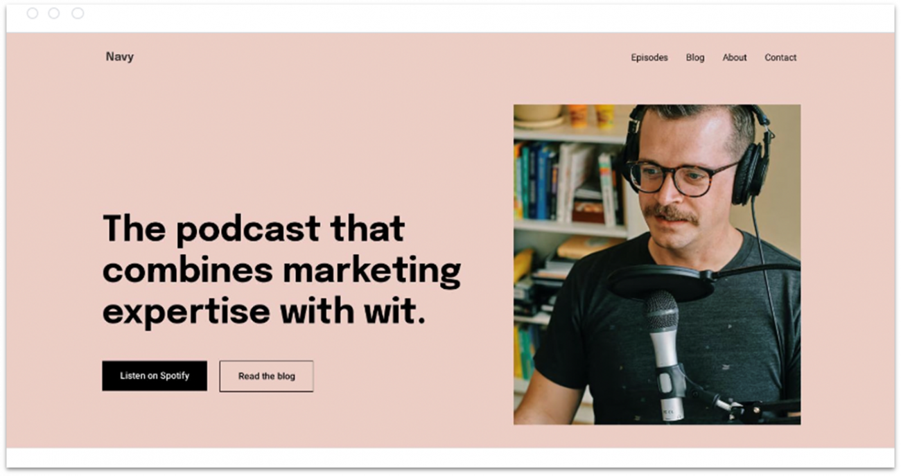 Hostinger Website Builder Navy podcast template