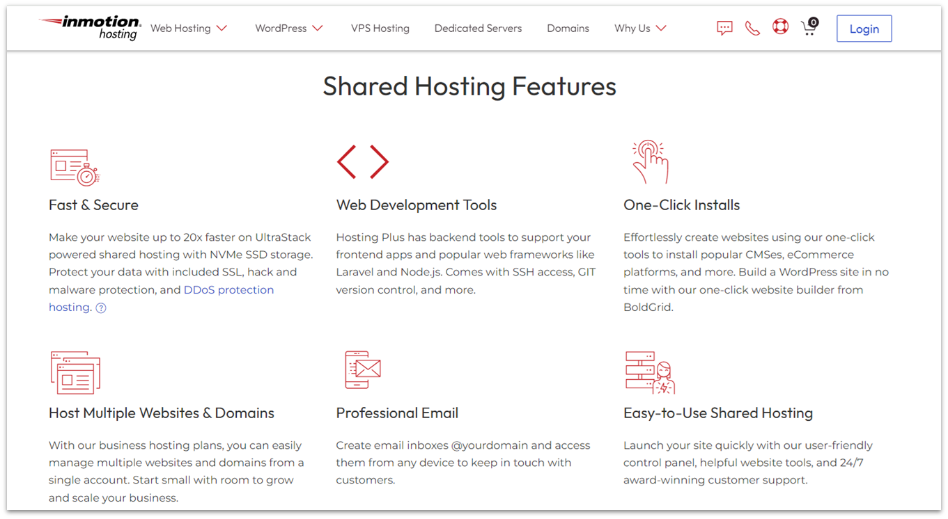 InMotion Hosting shared hosting features