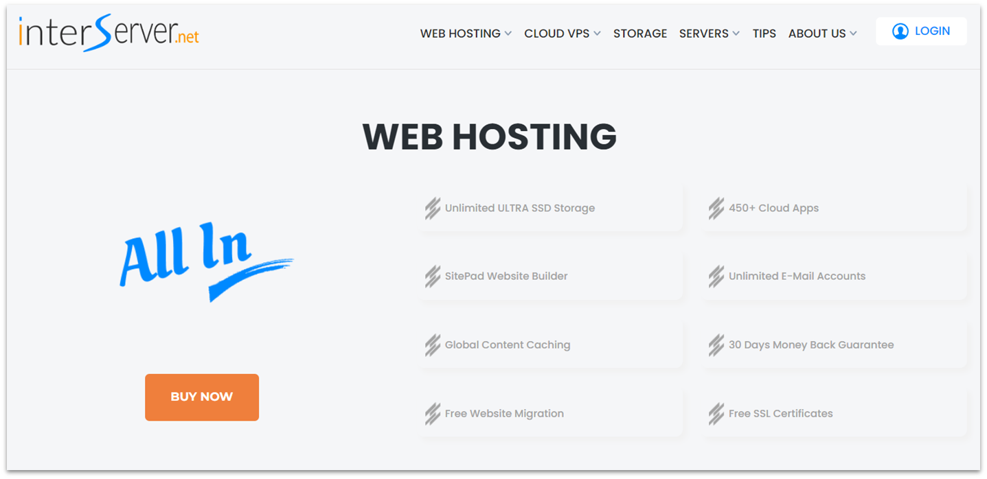 InterServer web hosting unlimited plan