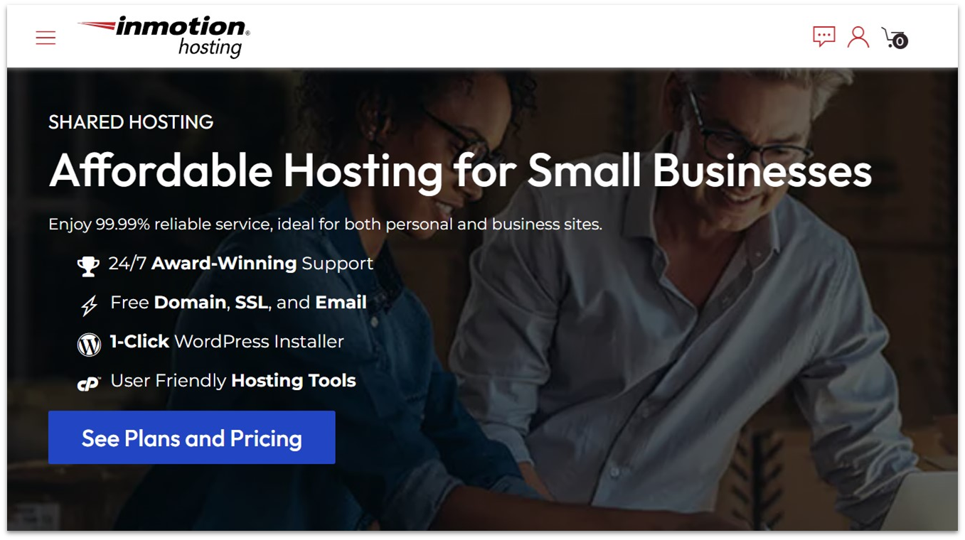 InMotion Hosting small business hosting features