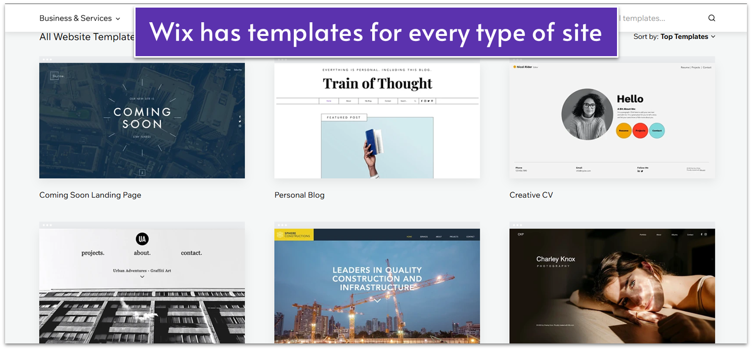 Wix template library