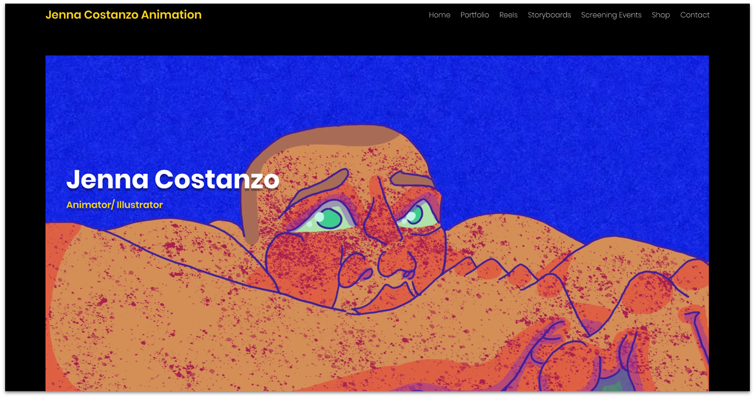 Jenna Costanzo Animation homepage made with Wix