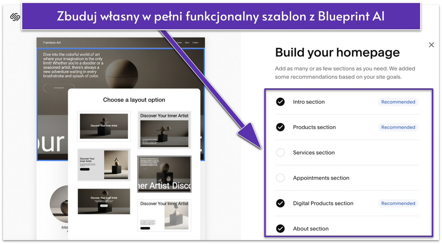 Creating a template with Squarespace's Blueprint AI