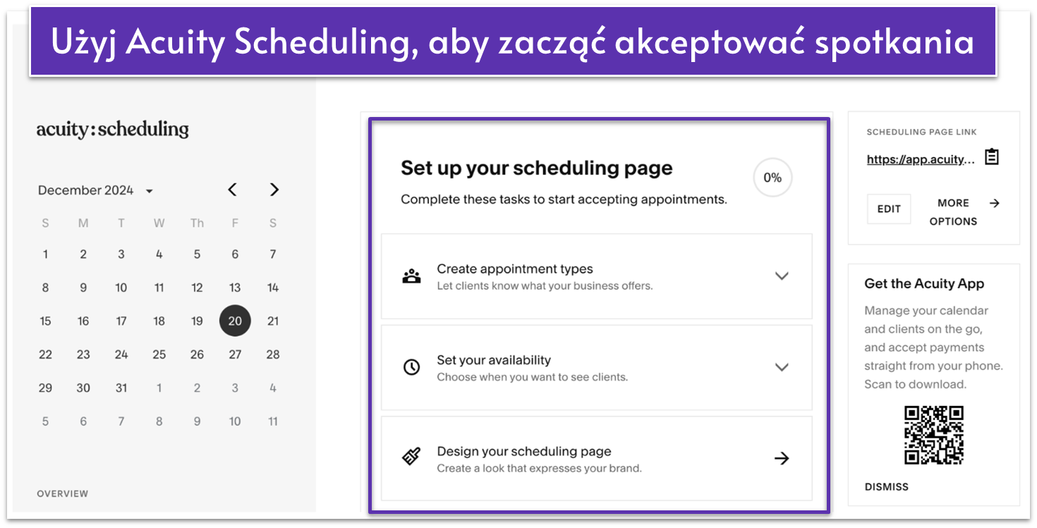 Squarespace scheduling panel