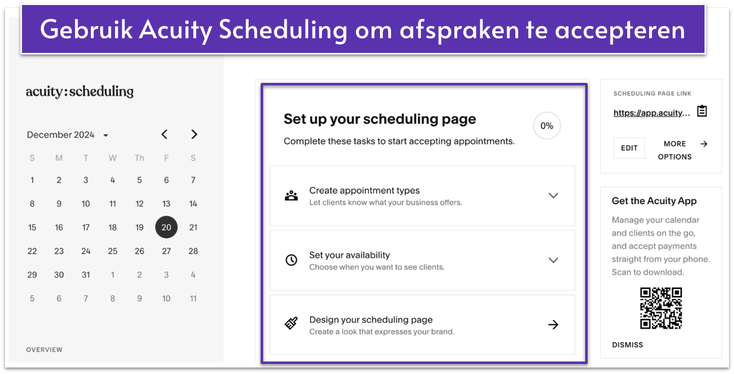 Squarespace scheduling panel