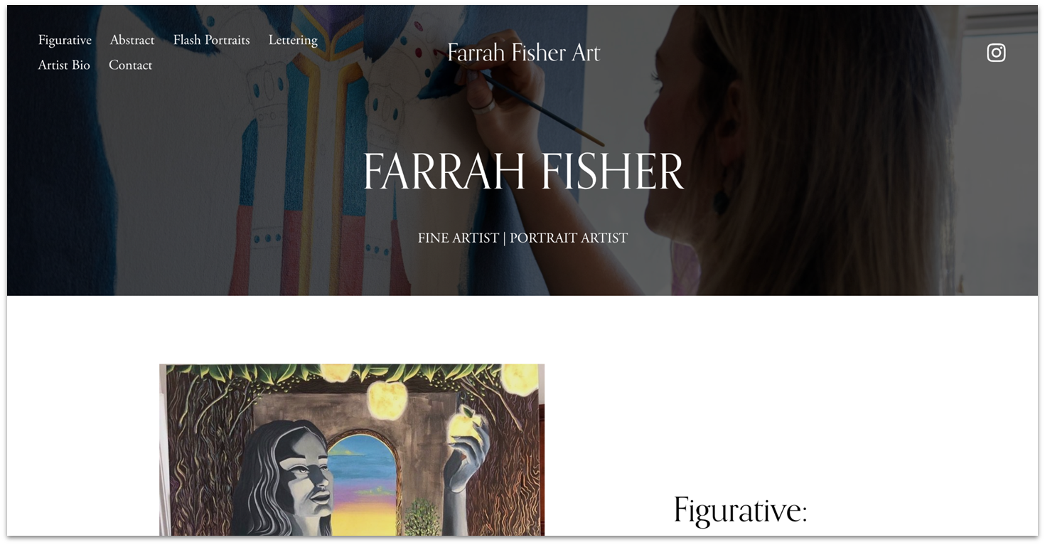 Farrah Fisher Art homepage made with Squarespace