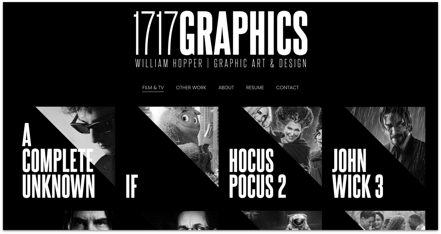 1717 Graphics homepage made with Squarespace