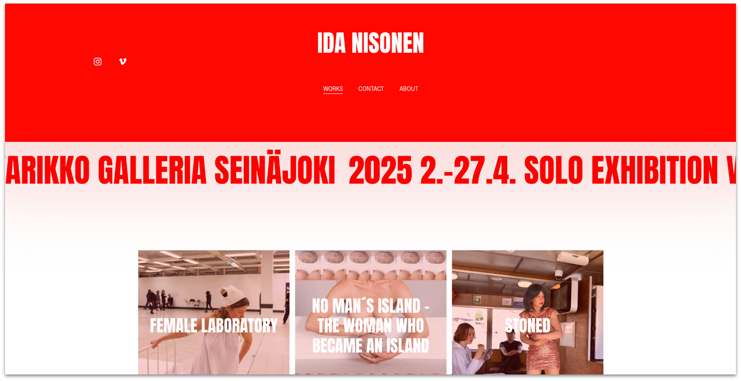 Ida Nisonen homepage made with Squarespace